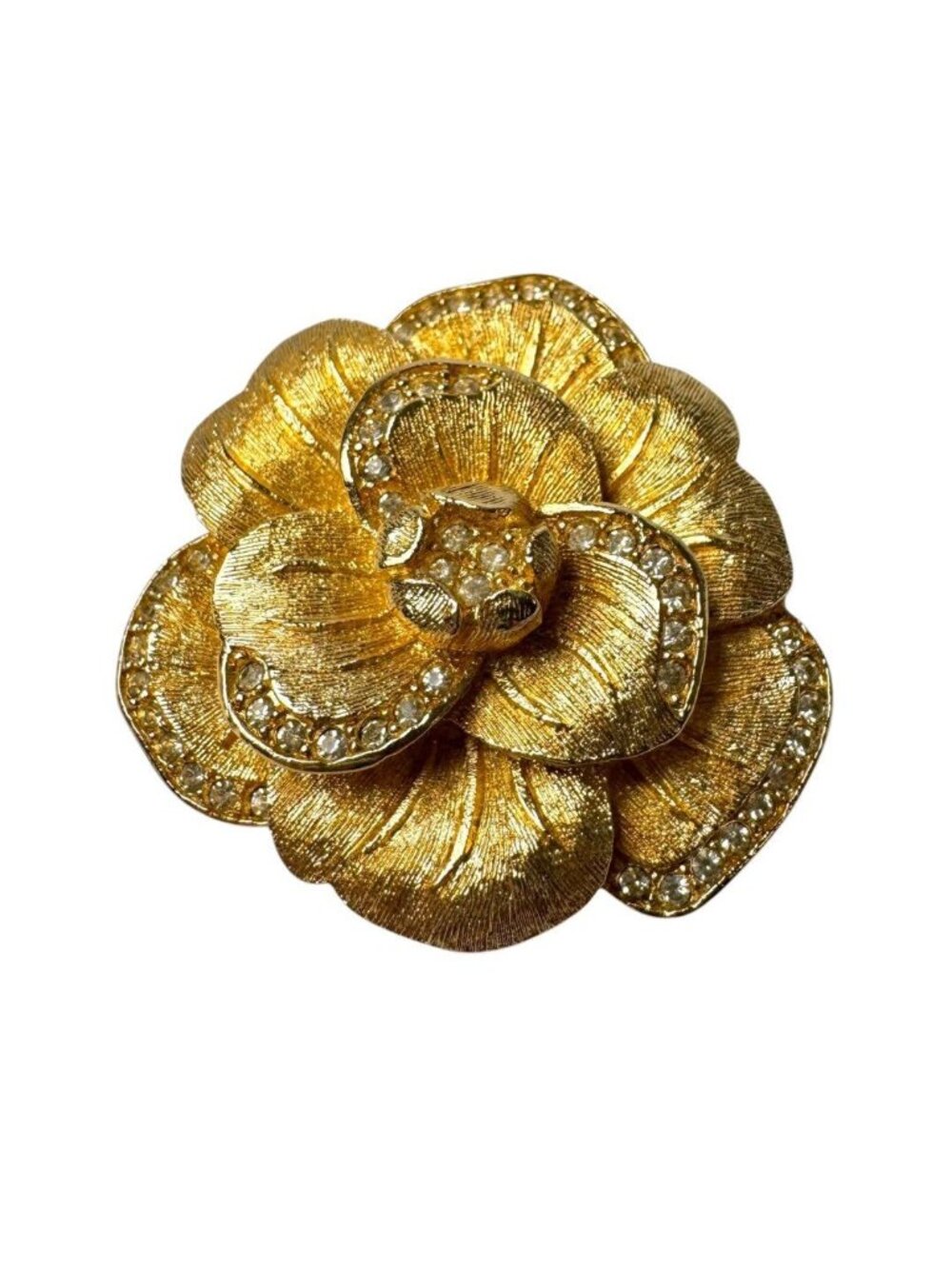 Dior Brooch Flower Camellia Rhinestone Vintage